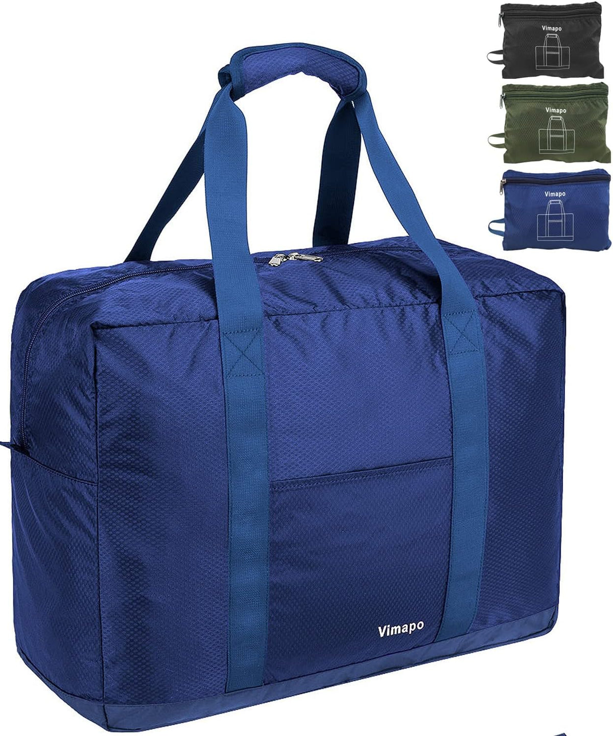 Foldable Travel Duffle Bag with Trolley Sleeve 40L Capacity, Lightweight Packable Travel Duffel Bags with the Keyhole Zipper, Weekender Overnight Nylon Carry on Bag for Men & Women, Black
