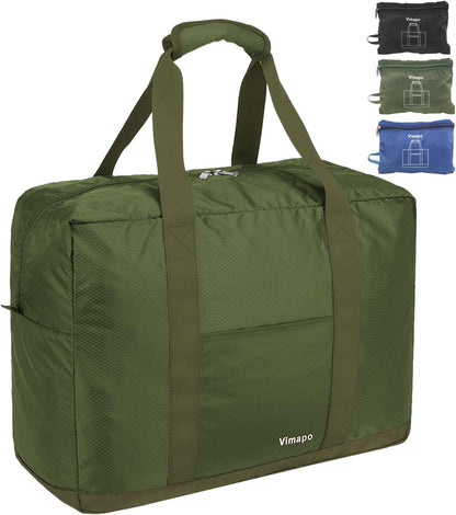 Foldable Travel Duffle Bag with Trolley Sleeve 40L Capacity, Lightweight Packable Travel Duffel Bags with the Keyhole Zipper, Weekender Overnight Nylon Carry on Bag for Men & Women, Black