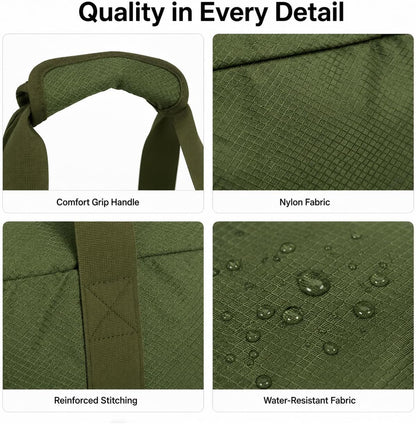 Foldable Travel Duffle Bag with Trolley Sleeve 40L Capacity, Lightweight Packable Travel Duffel Bags with the Keyhole Zipper, Weekender Overnight Nylon Carry on Bag for Men & Women, Black