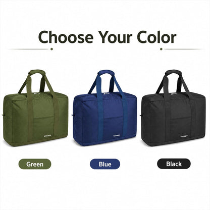 Foldable Travel Duffle Bag with Trolley Sleeve 40L Capacity, Lightweight Packable Travel Duffel Bags with the Keyhole Zipper, Weekender Overnight Nylon Carry on Bag for Men & Women, Black