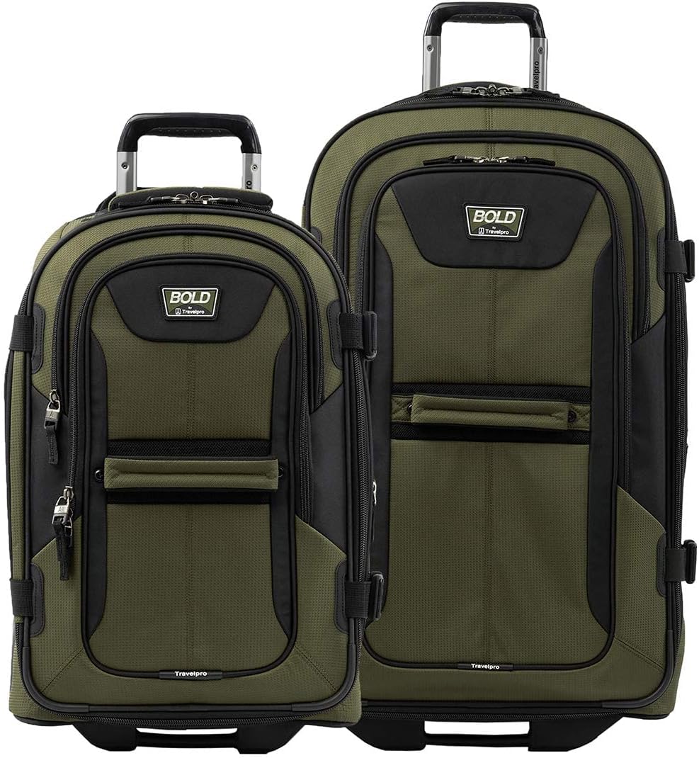 Bold Softside Expandable Carry on Rollaboard Luggage, Carry on 22-Inch, Olive Green/Black