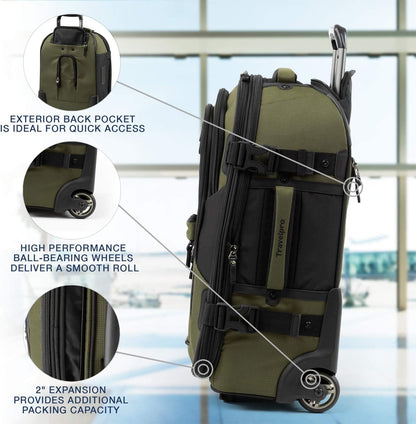 Bold Softside Expandable Carry on Rollaboard Luggage, Carry on 22-Inch, Olive Green/Black
