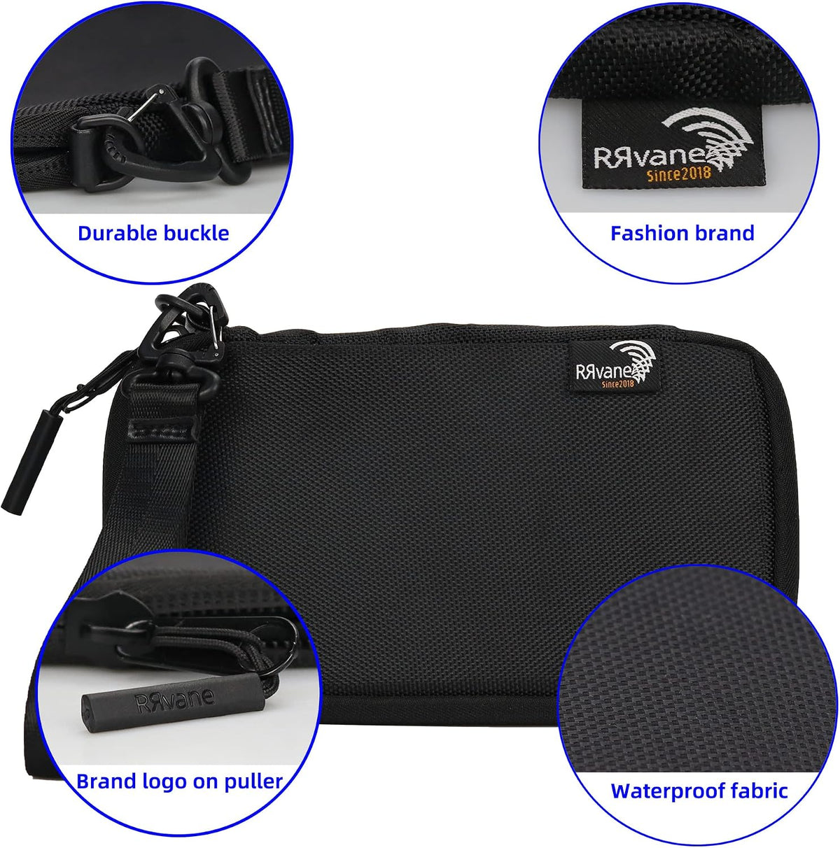 Travel Wallet Lightweight Zipped Document Organizer Bag Family Passport Holder with Detachable Wrist Strap for Women and Men