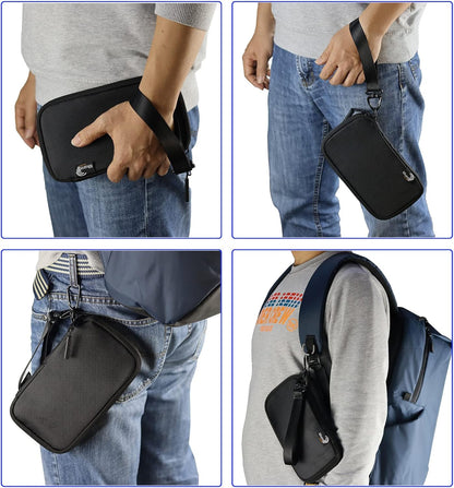 Travel Wallet Lightweight Zipped Document Organizer Bag Family Passport Holder with Detachable Wrist Strap for Women and Men