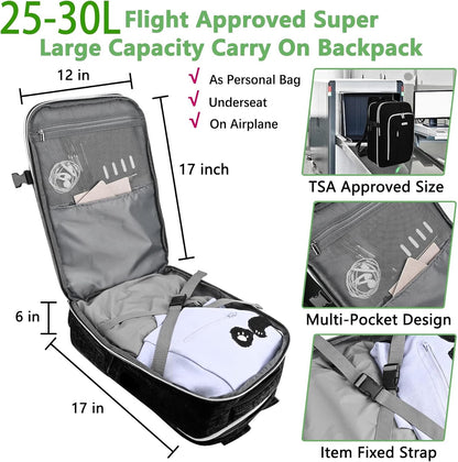 Travel Carry On 17.5" Laptop Expandable Backpack for Men Women, Personal Item Bag Waterproof Airline Approved with USB Charging Hole 3 Packing Cubes, Large Weekender Daypack Business Luggage Suitcase