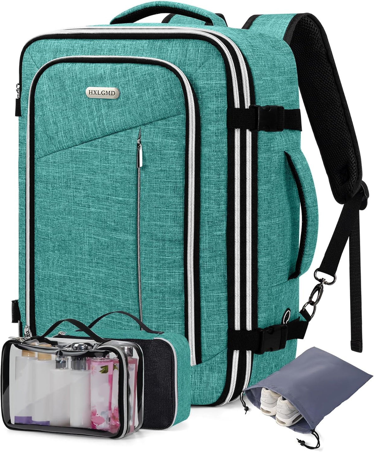 Travel Carry On 17.5" Laptop Expandable Backpack for Men Women, Personal Item Bag Waterproof Airline Approved with USB Charging Hole 3 Packing Cubes, Large Weekender Daypack Business Luggage Suitcase