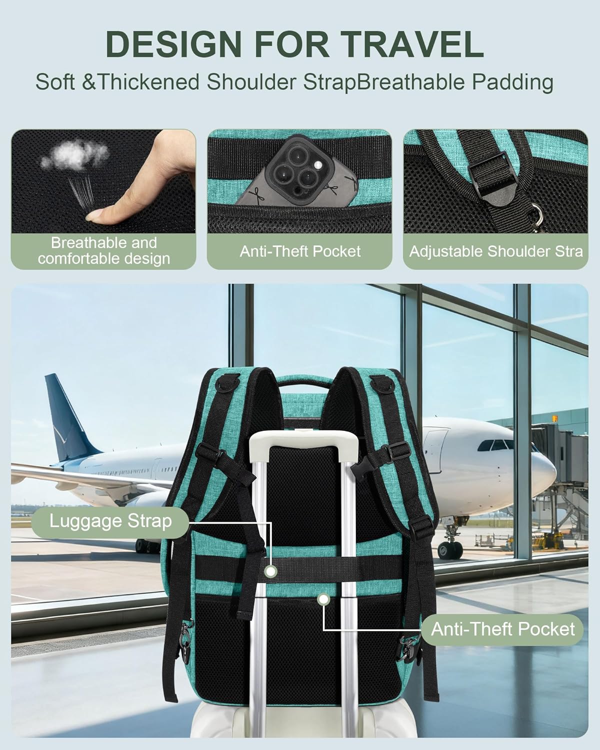 Travel Carry On 17.5" Laptop Expandable Backpack for Men Women, Personal Item Bag Waterproof Airline Approved with USB Charging Hole 3 Packing Cubes, Large Weekender Daypack Business Luggage Suitcase