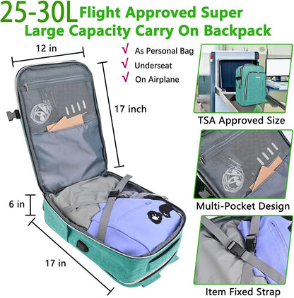 Travel Carry On 17.5" Laptop Expandable Backpack for Men Women, Personal Item Bag Waterproof Airline Approved with USB Charging Hole 3 Packing Cubes, Large Weekender Daypack Business Luggage Suitcase
