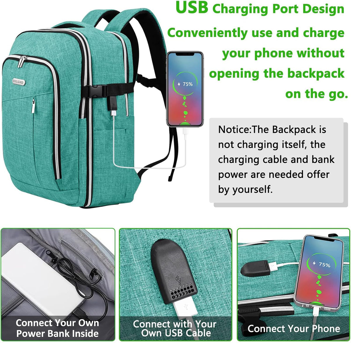 Travel Carry On 17.5" Laptop Expandable Backpack for Men Women, Personal Item Bag Waterproof Airline Approved with USB Charging Hole 3 Packing Cubes, Large Weekender Daypack Business Luggage Suitcase