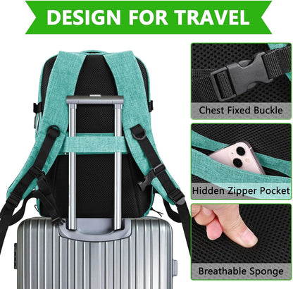 Travel Carry On 17.5" Laptop Expandable Backpack for Men Women, Personal Item Bag Waterproof Airline Approved with USB Charging Hole 3 Packing Cubes, Large Weekender Daypack Business Luggage Suitcase