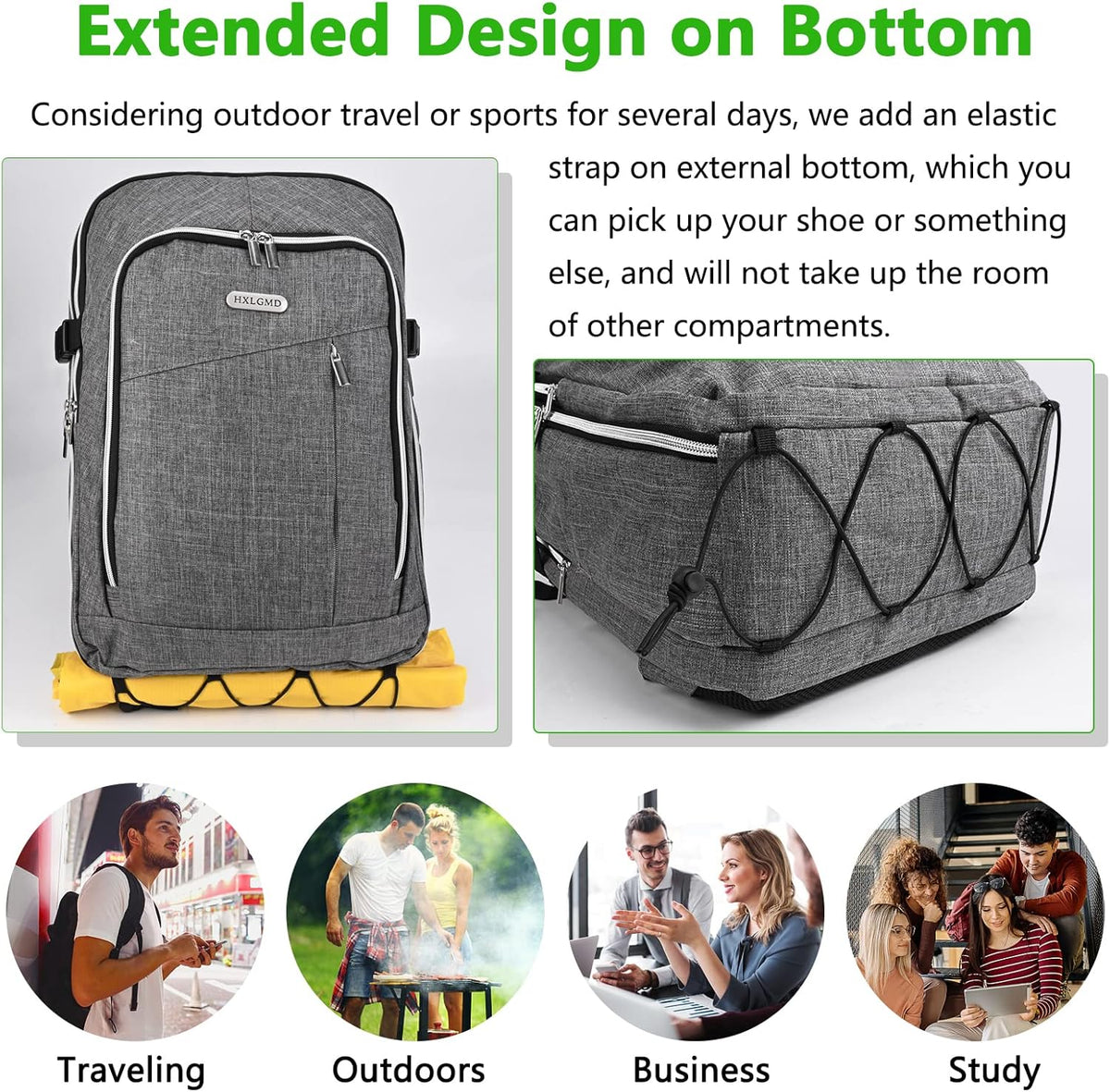 Travel Carry On 17.5" Laptop Expandable Backpack for Men Women, Personal Item Bag Waterproof Airline Approved with USB Charging Hole 3 Packing Cubes, Large Weekender Daypack Business Luggage Suitcase