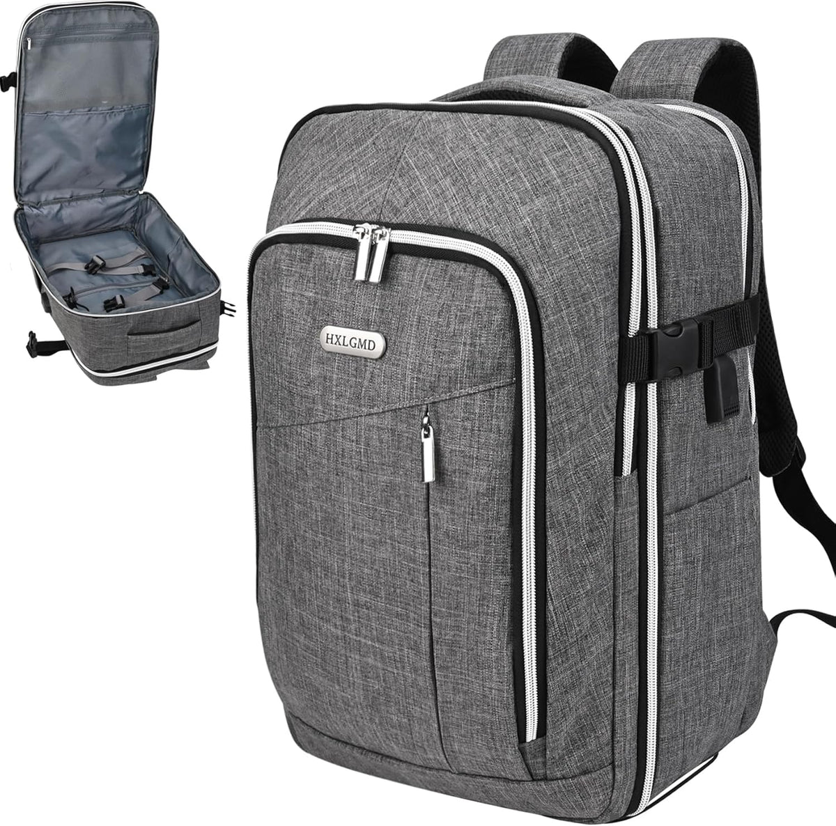 Travel Carry On 17.5" Laptop Expandable Backpack for Men Women, Personal Item Bag Waterproof Airline Approved with USB Charging Hole 3 Packing Cubes, Large Weekender Daypack Business Luggage Suitcase