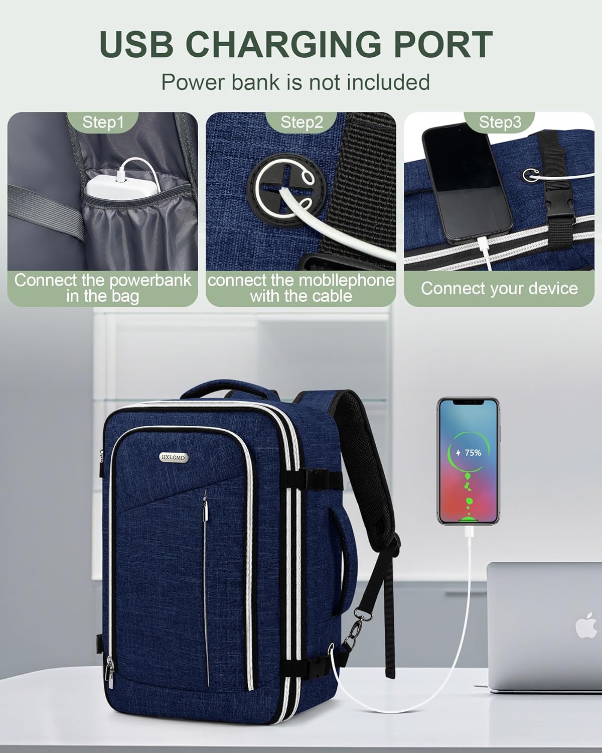 Travel Carry On 17.5" Laptop Expandable Backpack for Men Women, Personal Item Bag Waterproof Airline Approved with USB Charging Hole 3 Packing Cubes, Large Weekender Daypack Business Luggage Suitcase