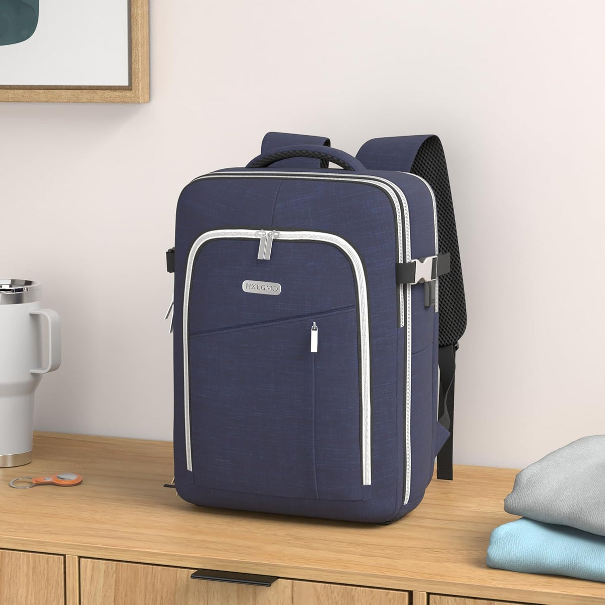 Travel Carry On 17.5" Laptop Expandable Backpack for Men Women, Personal Item Bag Waterproof Airline Approved with USB Charging Hole 3 Packing Cubes, Large Weekender Daypack Business Luggage Suitcase