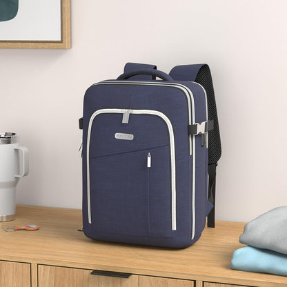 Travel Carry On 17.5" Laptop Expandable Backpack for Men Women, Personal Item Bag Waterproof Airline Approved with USB Charging Hole 3 Packing Cubes, Large Weekender Daypack Business Luggage Suitcase