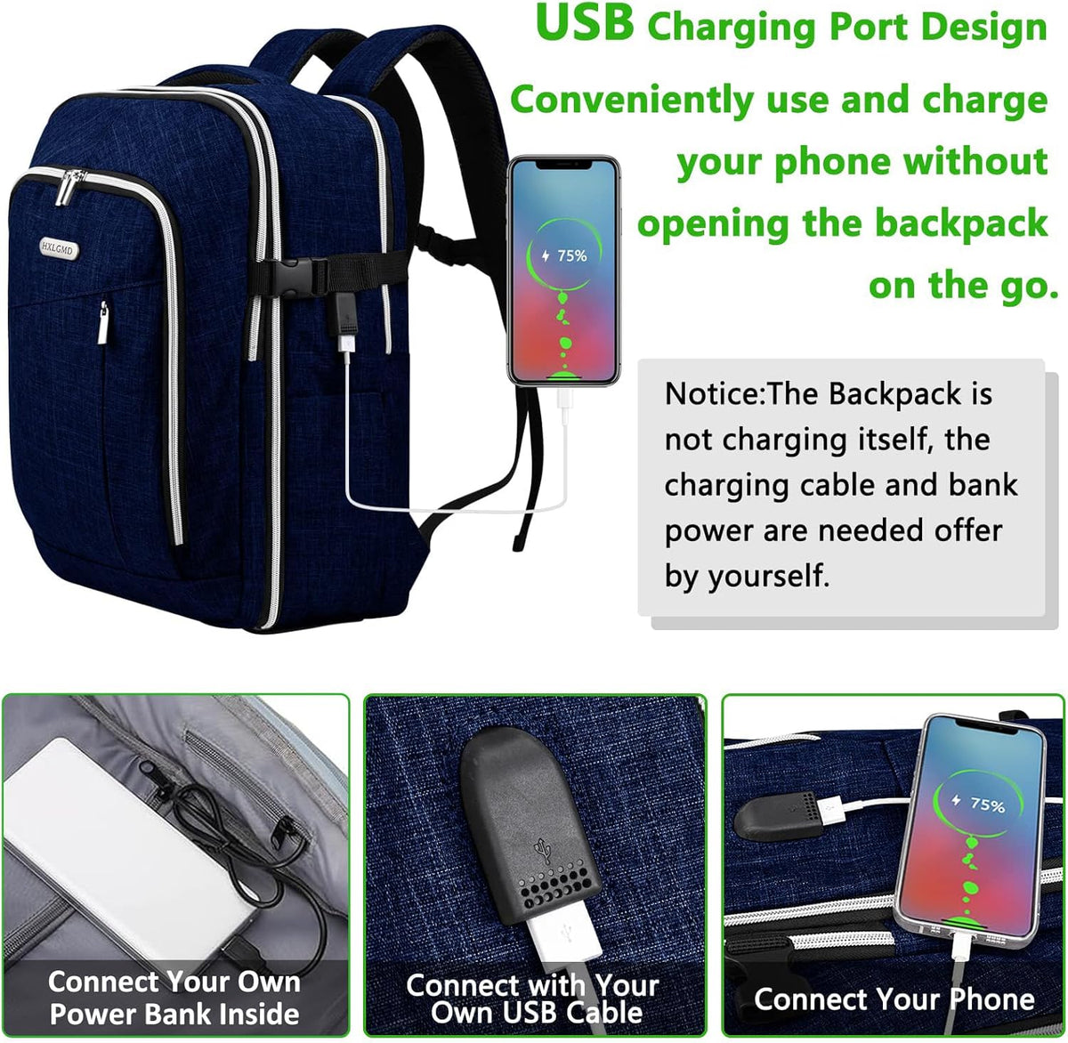 Travel Carry On 17.5" Laptop Expandable Backpack for Men Women, Personal Item Bag Waterproof Airline Approved with USB Charging Hole 3 Packing Cubes, Large Weekender Daypack Business Luggage Suitcase