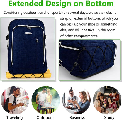 Travel Carry On 17.5" Laptop Expandable Backpack for Men Women, Personal Item Bag Waterproof Airline Approved with USB Charging Hole 3 Packing Cubes, Large Weekender Daypack Business Luggage Suitcase