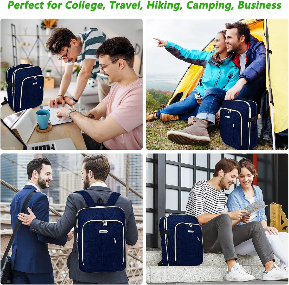 Travel Carry On 17.5" Laptop Expandable Backpack for Men Women, Personal Item Bag Waterproof Airline Approved with USB Charging Hole 3 Packing Cubes, Large Weekender Daypack Business Luggage Suitcase