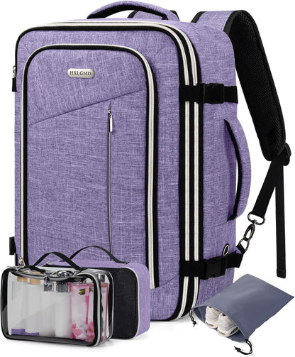 Travel Carry On 17.5" Laptop Expandable Backpack for Men Women, Personal Item Bag Waterproof Airline Approved with USB Charging Hole 3 Packing Cubes, Large Weekender Daypack Business Luggage Suitcase