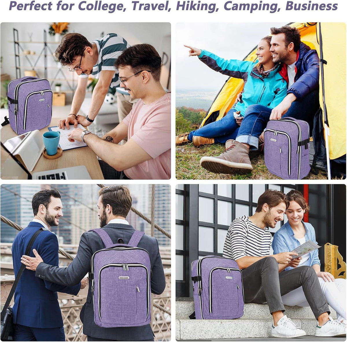 Travel Carry On 17.5" Laptop Expandable Backpack for Men Women, Personal Item Bag Waterproof Airline Approved with USB Charging Hole 3 Packing Cubes, Large Weekender Daypack Business Luggage Suitcase