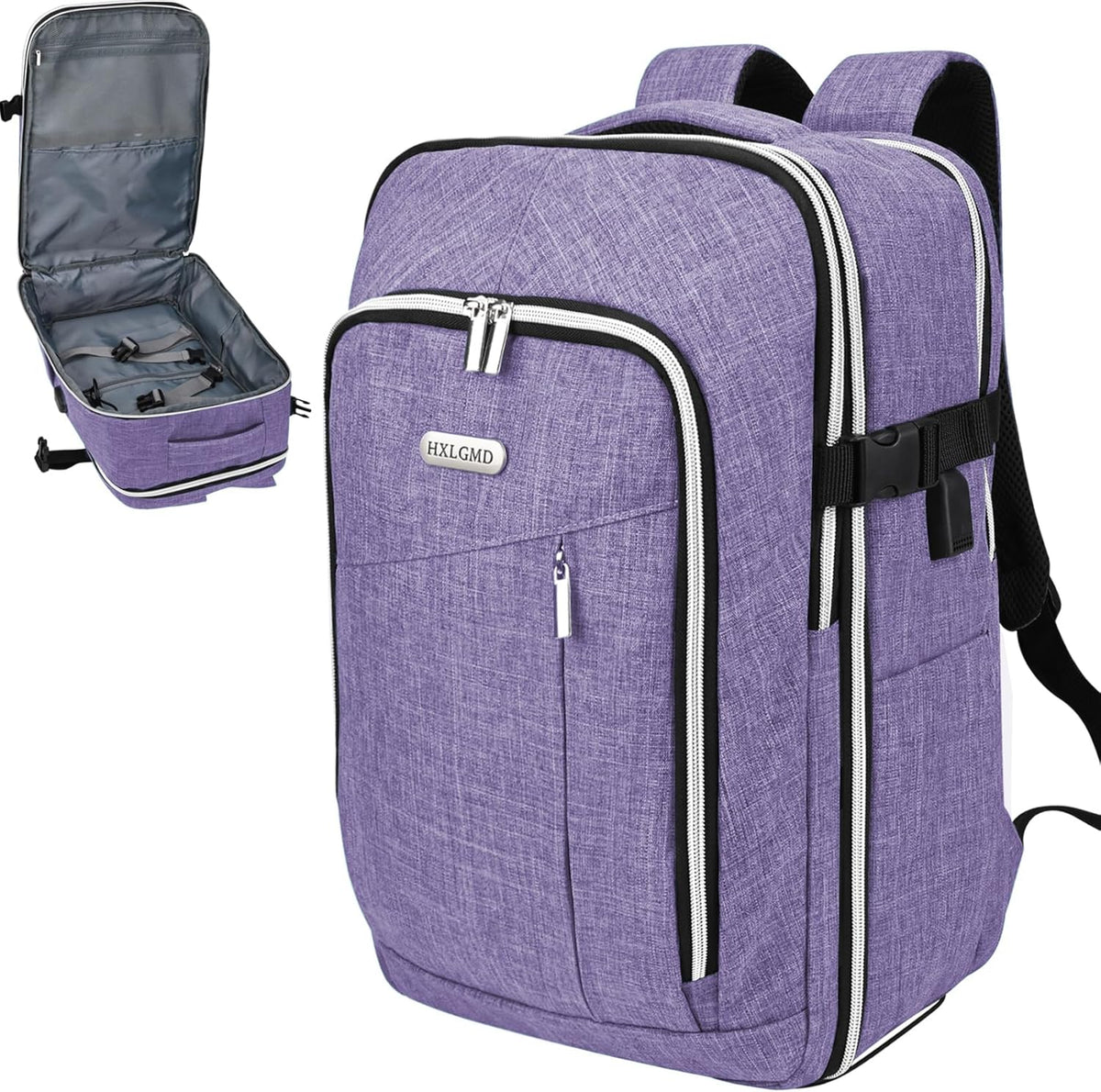 Travel Carry On 17.5" Laptop Expandable Backpack for Men Women, Personal Item Bag Waterproof Airline Approved with USB Charging Hole 3 Packing Cubes, Large Weekender Daypack Business Luggage Suitcase