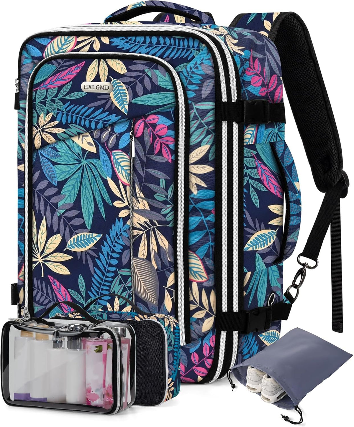 Travel Carry On 17.5" Laptop Expandable Backpack for Men Women, Personal Item Bag Waterproof Airline Approved with USB Charging Hole 3 Packing Cubes, Large Weekender Daypack Business Luggage Suitcase