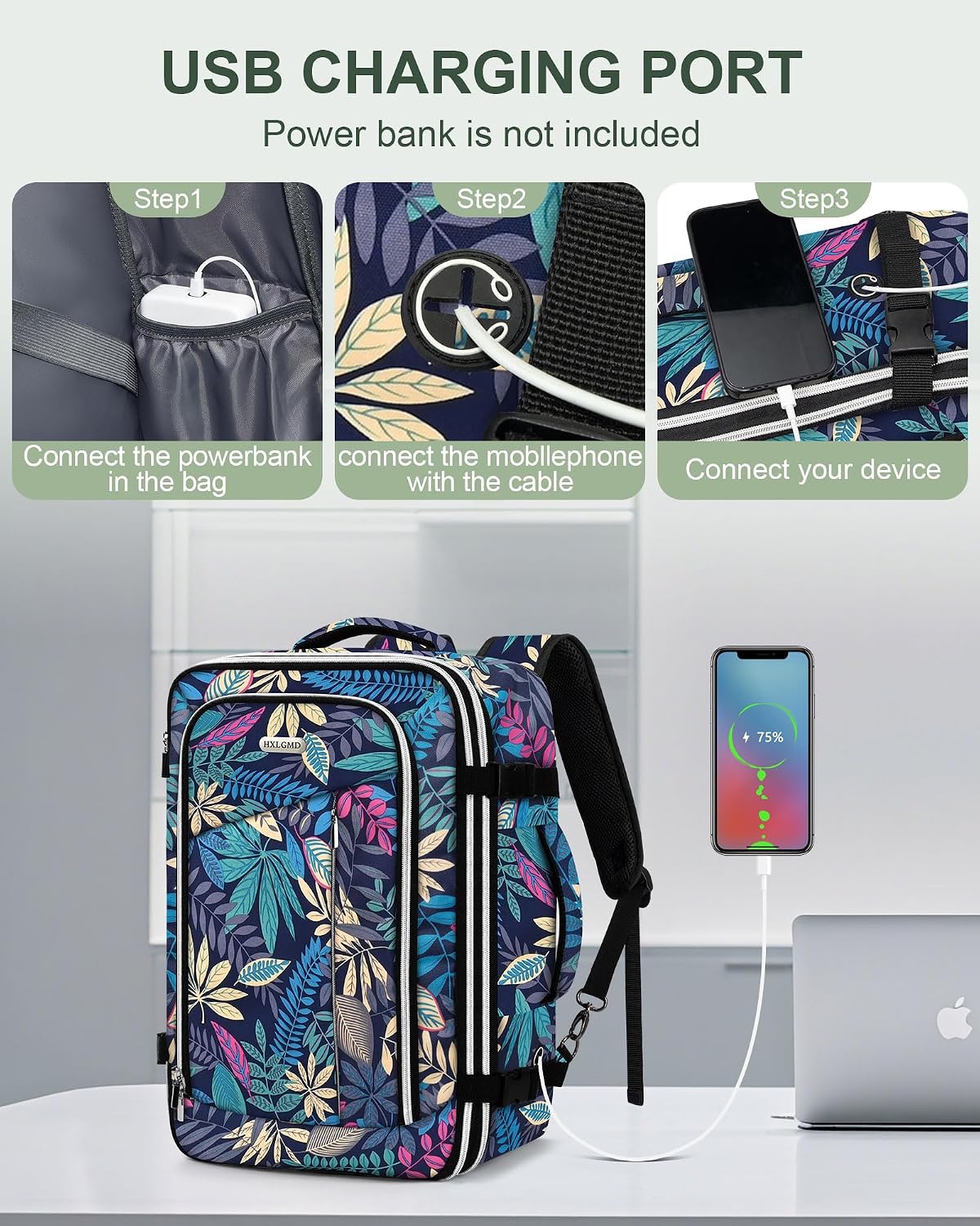 Travel Carry On 17.5" Laptop Expandable Backpack for Men Women, Personal Item Bag Waterproof Airline Approved with USB Charging Hole 3 Packing Cubes, Large Weekender Daypack Business Luggage Suitcase