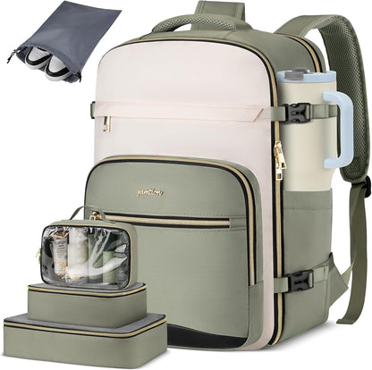 YAMTION Travel Laptops Backpack for Women,Large Carry On Luggage for Airplanes Weekender Bags for Personal Items,Airline Approved TSA Overnight Bags with 4 Packing Cubes