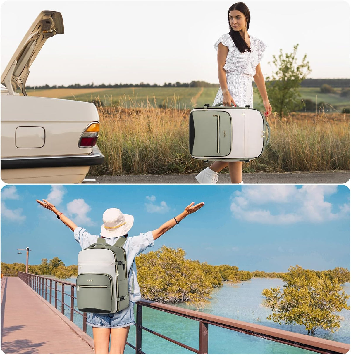 YAMTION Travel Laptops Backpack for Women,Large Carry On Luggage for Airplanes Weekender Bags for Personal Items,Airline Approved TSA Overnight Bags with 4 Packing Cubes