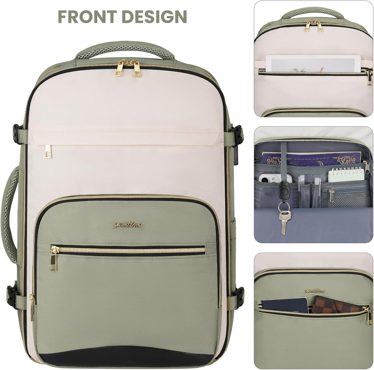 YAMTION Travel Laptops Backpack for Women,Large Carry On Luggage for Airplanes Weekender Bags for Personal Items,Airline Approved TSA Overnight Bags with 4 Packing Cubes