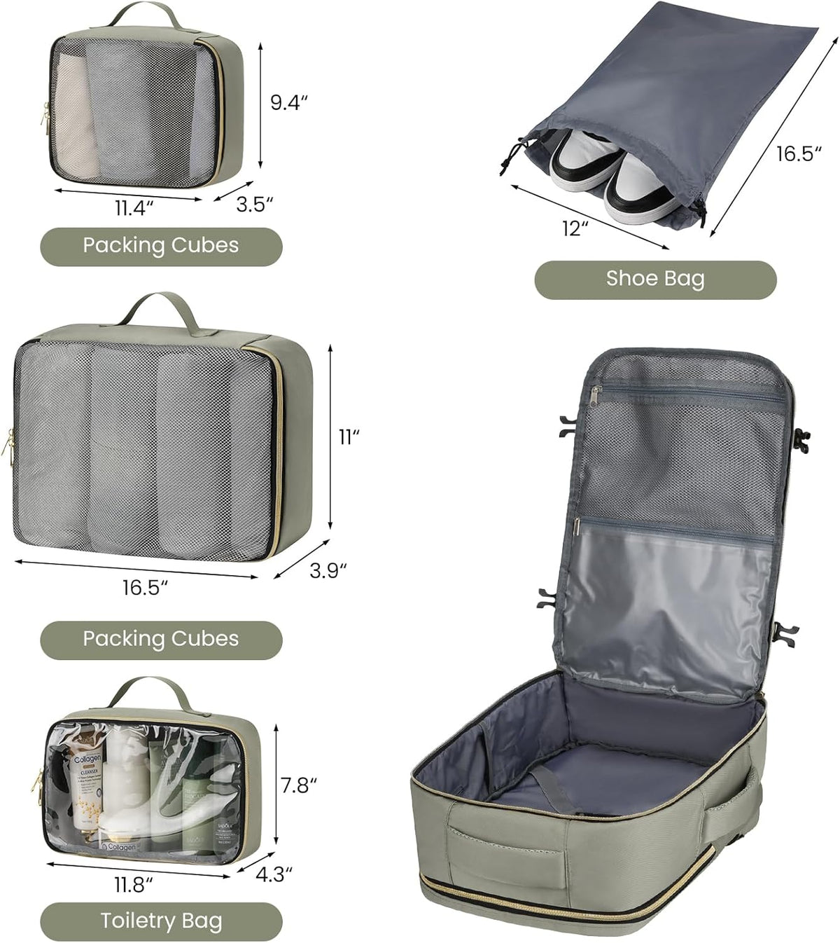 YAMTION Travel Laptops Backpack for Women,Large Carry On Luggage for Airplanes Weekender Bags for Personal Items,Airline Approved TSA Overnight Bags with 4 Packing Cubes
