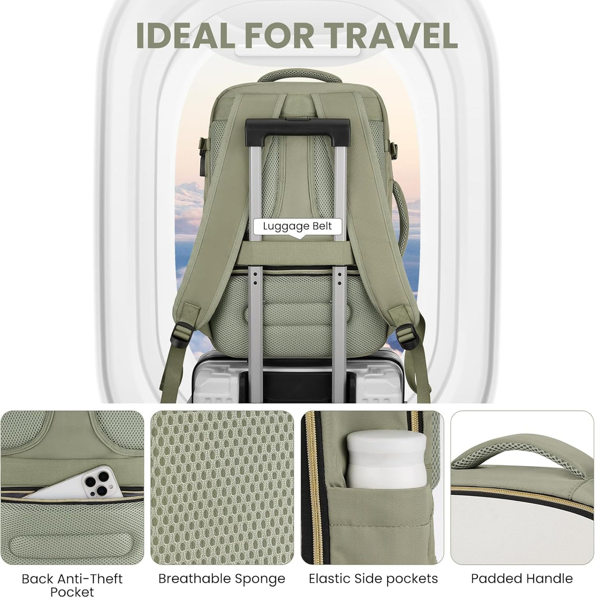 YAMTION Travel Laptops Backpack for Women,Large Carry On Luggage for Airplanes Weekender Bags for Personal Items,Airline Approved TSA Overnight Bags with 4 Packing Cubes