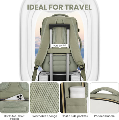 YAMTION Travel Laptops Backpack for Women,Large Carry On Luggage for Airplanes Weekender Bags for Personal Items,Airline Approved TSA Overnight Bags with 4 Packing Cubes