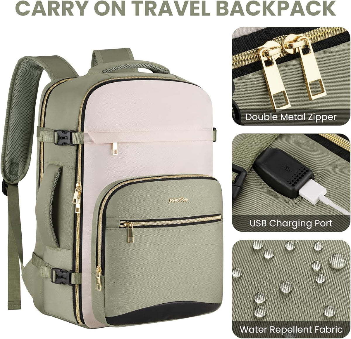 YAMTION Travel Laptops Backpack for Women,Large Carry On Luggage for Airplanes Weekender Bags for Personal Items,Airline Approved TSA Overnight Bags with 4 Packing Cubes