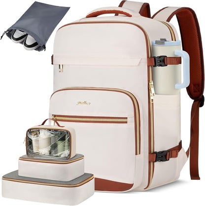 YAMTION Travel Laptops Backpack for Women,Large Carry On Luggage for Airplanes Weekender Bags for Personal Items,Airline Approved TSA Overnight Bags with 4 Packing Cubes