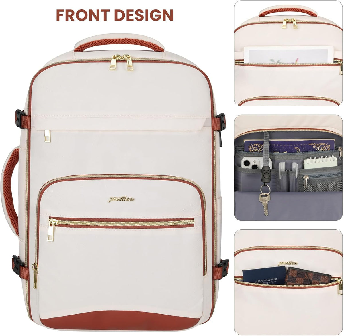 YAMTION Travel Laptops Backpack for Women,Large Carry On Luggage for Airplanes Weekender Bags for Personal Items,Airline Approved TSA Overnight Bags with 4 Packing Cubes