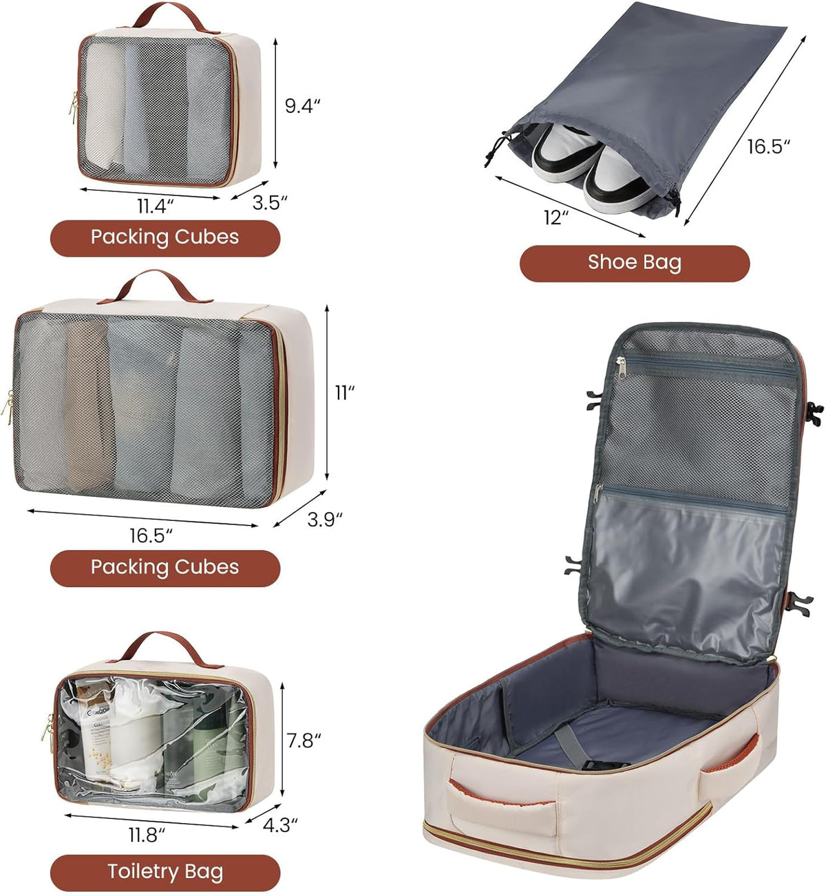 YAMTION Travel Laptops Backpack for Women,Large Carry On Luggage for Airplanes Weekender Bags for Personal Items,Airline Approved TSA Overnight Bags with 4 Packing Cubes