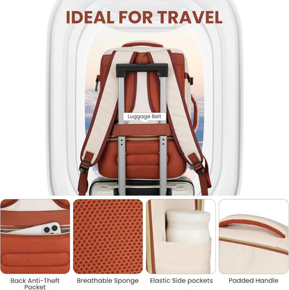 YAMTION Travel Laptops Backpack for Women,Large Carry On Luggage for Airplanes Weekender Bags for Personal Items,Airline Approved TSA Overnight Bags with 4 Packing Cubes