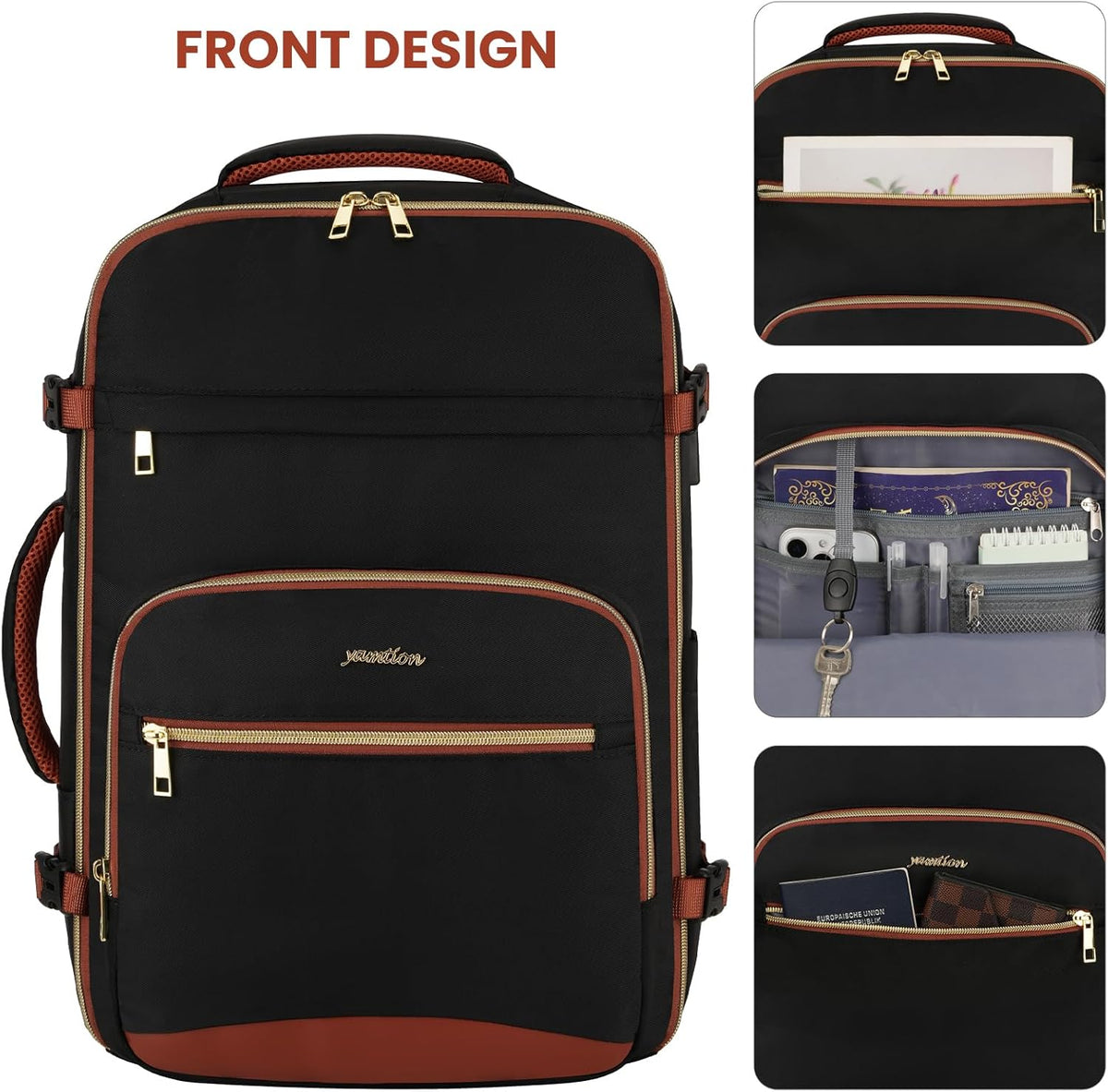 YAMTION Travel Laptops Backpack for Women,Large Carry On Luggage for Airplanes Weekender Bags for Personal Items,Airline Approved TSA Overnight Bags with 4 Packing Cubes