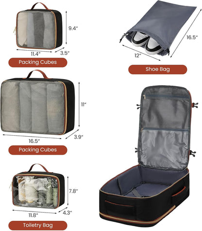 YAMTION Travel Laptops Backpack for Women,Large Carry On Luggage for Airplanes Weekender Bags for Personal Items,Airline Approved TSA Overnight Bags with 4 Packing Cubes