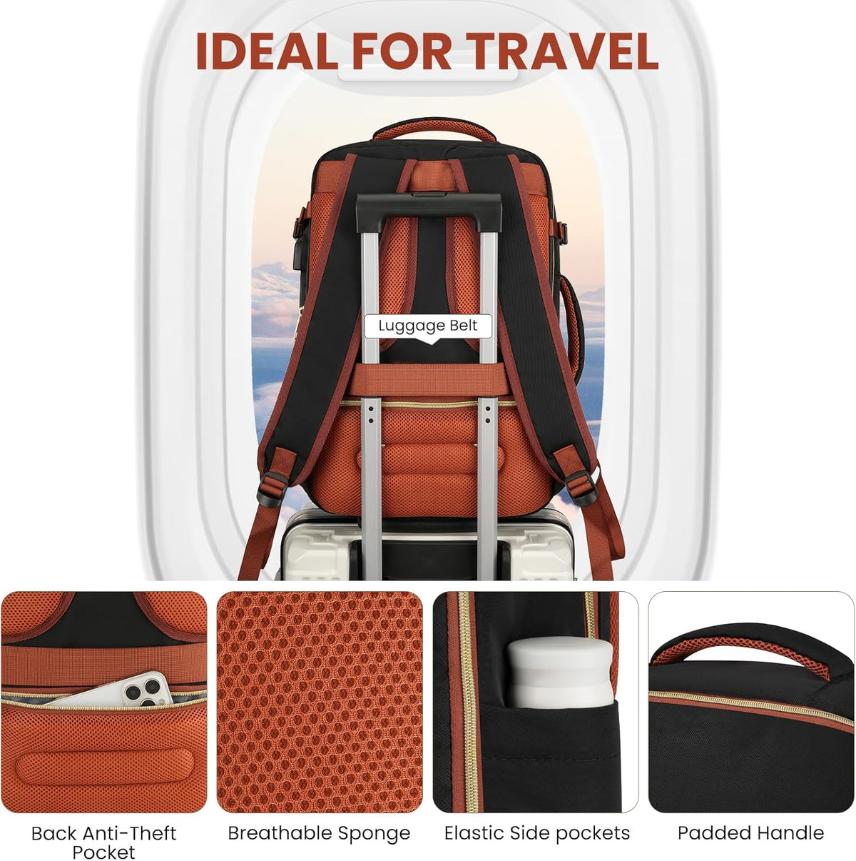 YAMTION Travel Laptops Backpack for Women,Large Carry On Luggage for Airplanes Weekender Bags for Personal Items,Airline Approved TSA Overnight Bags with 4 Packing Cubes
