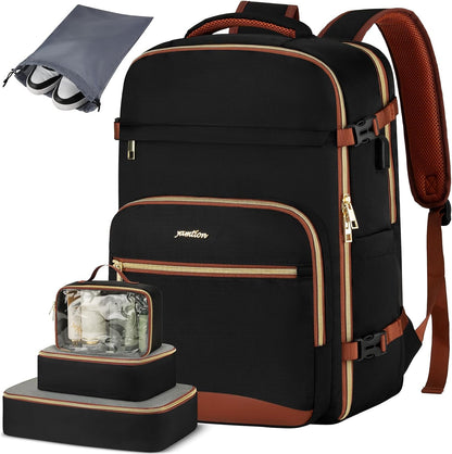 YAMTION Travel Laptops Backpack for Women,Large Carry On Luggage for Airplanes Weekender Bags for Personal Items,Airline Approved TSA Overnight Bags with 4 Packing Cubes