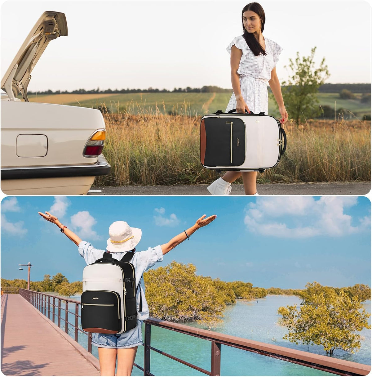 YAMTION Travel Laptops Backpack for Women,Large Carry On Luggage for Airplanes Weekender Bags for Personal Items,Airline Approved TSA Overnight Bags with 4 Packing Cubes