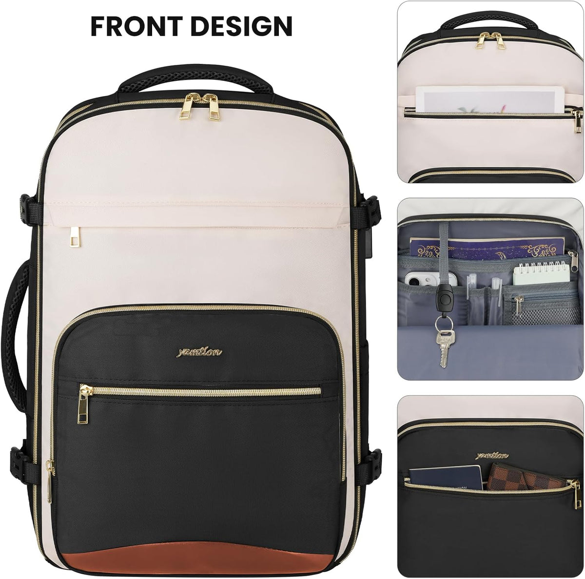 YAMTION Travel Laptops Backpack for Women,Large Carry On Luggage for Airplanes Weekender Bags for Personal Items,Airline Approved TSA Overnight Bags with 4 Packing Cubes