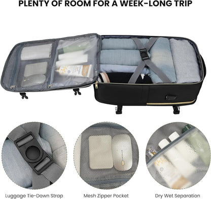 YAMTION Travel Laptops Backpack for Women,Large Carry On Luggage for Airplanes Weekender Bags for Personal Items,Airline Approved TSA Overnight Bags with 4 Packing Cubes