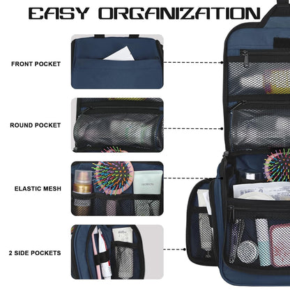 Goloni Hanging Toiletry Bag, 10 Compartments Water-Resistant Makeup Bag with 360° Spinning Metal Hook, Large Travel Cosmetic Organizer for Men & Women, Pink (7.05oz)