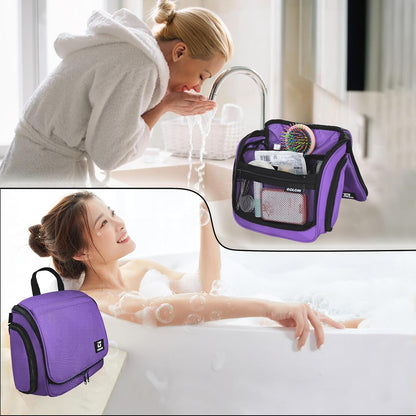 Goloni Hanging Toiletry Bag, 10 Compartments Water-Resistant Makeup Bag with 360° Spinning Metal Hook, Large Travel Cosmetic Organizer for Men & Women, Pink (7.05oz)