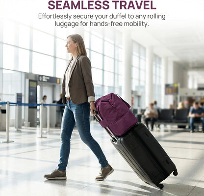 Expandable Foldable Duffle Bag with Wheels, Detachable Rolling Wheels & Telescopic Handle, Lightweight Carry On Travel Bag for Men Women, Ideal for Business Trip Gym Weekend Getaway