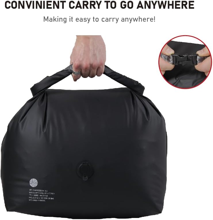 Vacuum Compression Bags for Travel, 40L Pump-Free Reusable Vacuum Bags, Waterproof Laundry Bag for Backpack and Suitcase, Space Saver Bags for Backpacking