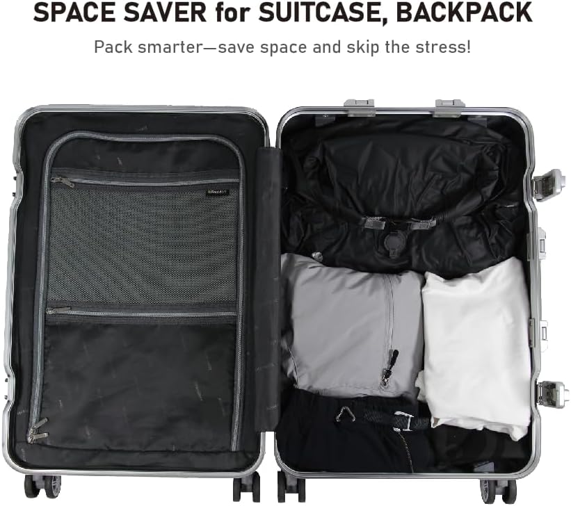Vacuum Compression Bags for Travel, 40L Pump-Free Reusable Vacuum Bags, Waterproof Laundry Bag for Backpack and Suitcase, Space Saver Bags for Backpacking